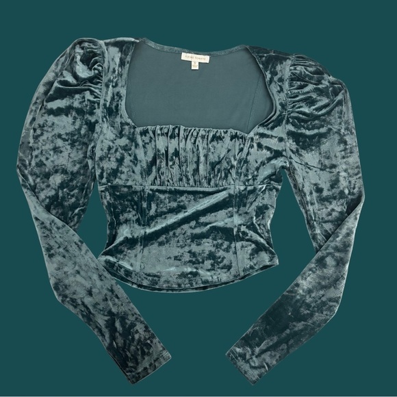 Flying Tomato Teal Crushed Velvet Top - Picture 5 of 8